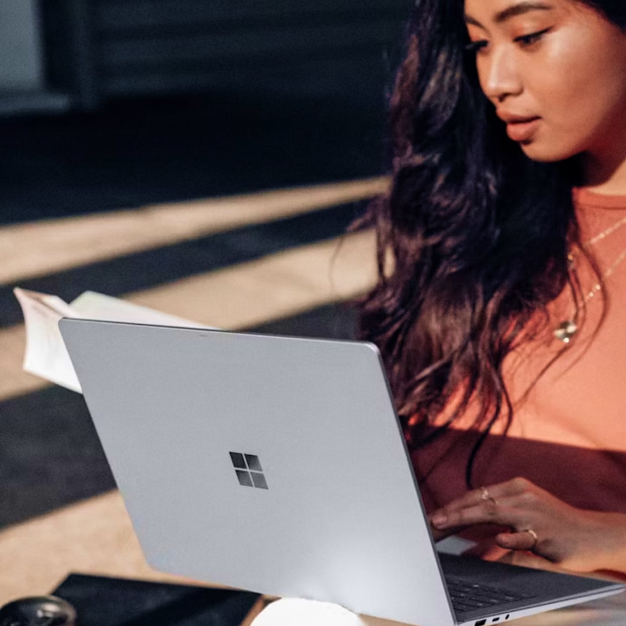 Woman working on laptop